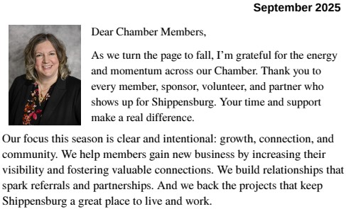 Update from Wendy September 2025